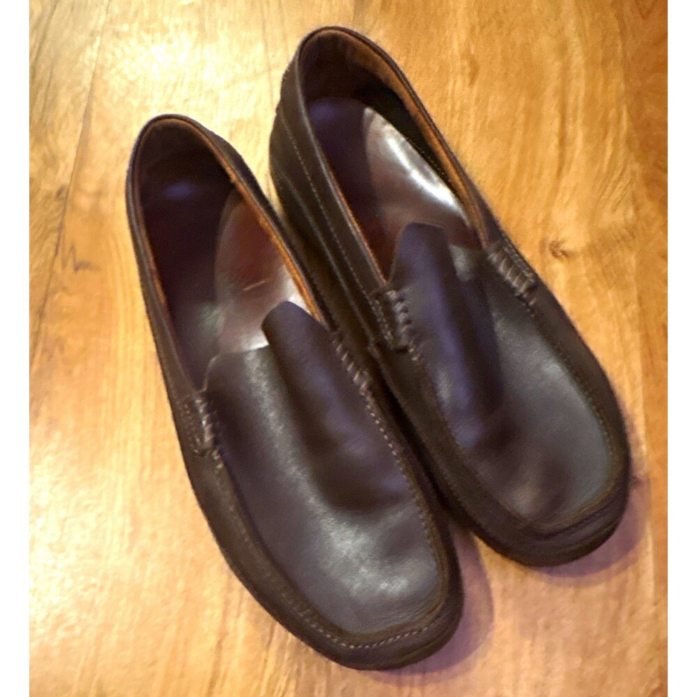 OluKai Kulana Men’s Brown Leather Slip-On Loafers US 12 M Rubber Sole
